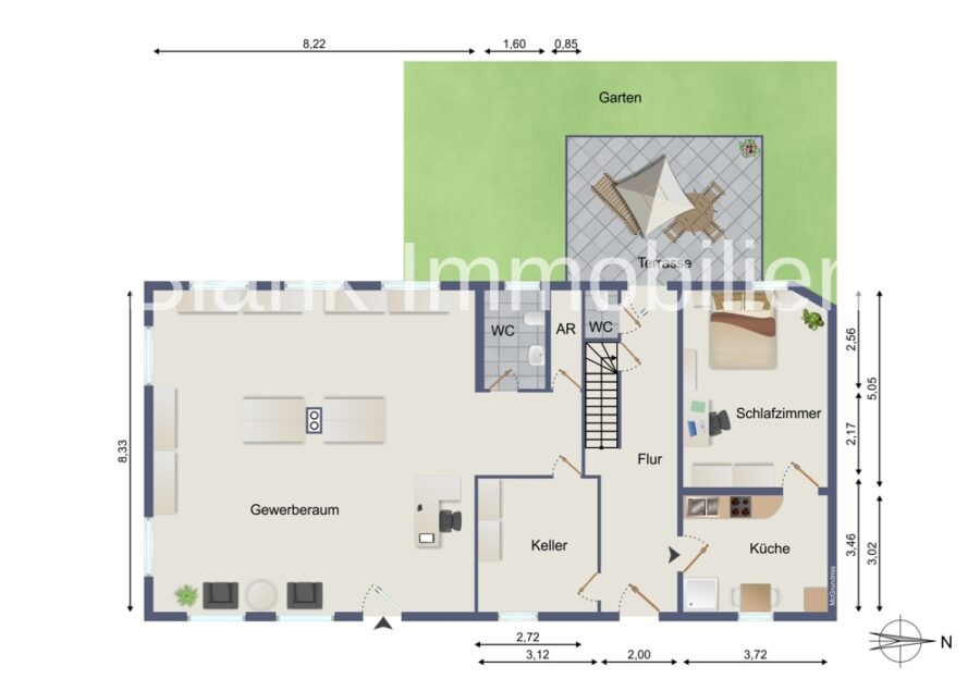 Mehrfamilienhaus mit 5x ETW und 1x Gewerbe, Garage und Stellplätze - in Immenstadt - Gewerbe und Apartment
