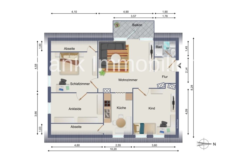 Mehrfamilienhaus mit 5x ETW und 1x Gewerbe, Garage und Stellplätze - in Immenstadt - DG links