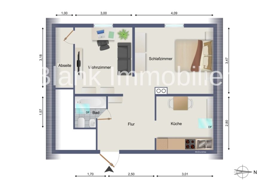 Mehrfamilienhaus mit 5x ETW und 1x Gewerbe, Garage und Stellplätze - in Immenstadt - DG rechts