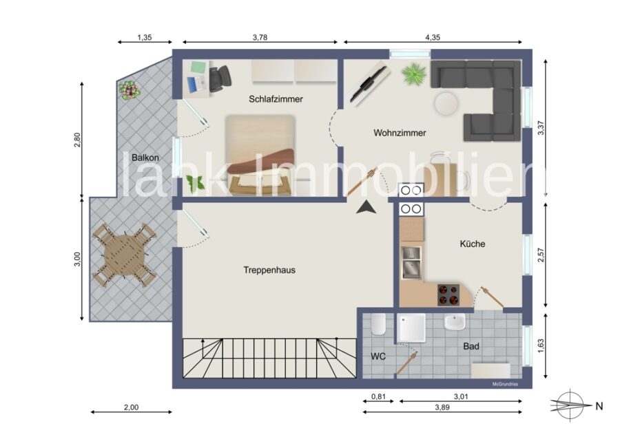 Mehrfamilienhaus mit 5x ETW und 1x Gewerbe, Garage und Stellplätze - in Immenstadt - OG rechts